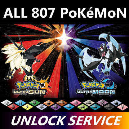 Pokemon Ultra Sun Moon Unlock Service All 807